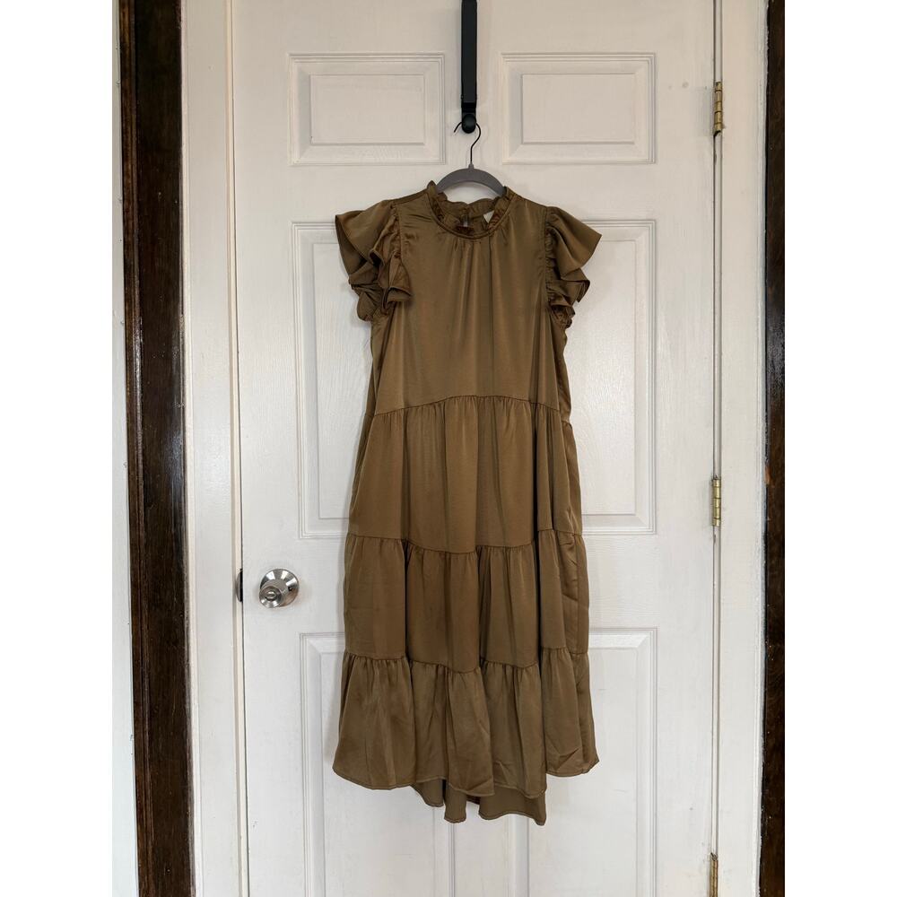 PINCH Gold Metallic Tiered Mini Dress Style 3386D Boutique